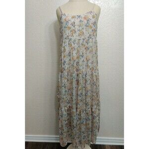 Elena Baldi Silk Blend Tiered Floral Print Maxi Dress Generous Size XS